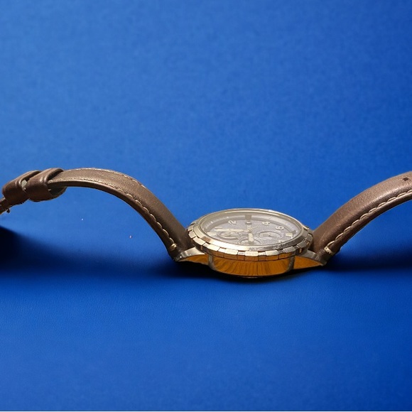 FOSSIL Dean Chronograph Blue Dial Brown Leather Men's Watch - Picture 6 of 10